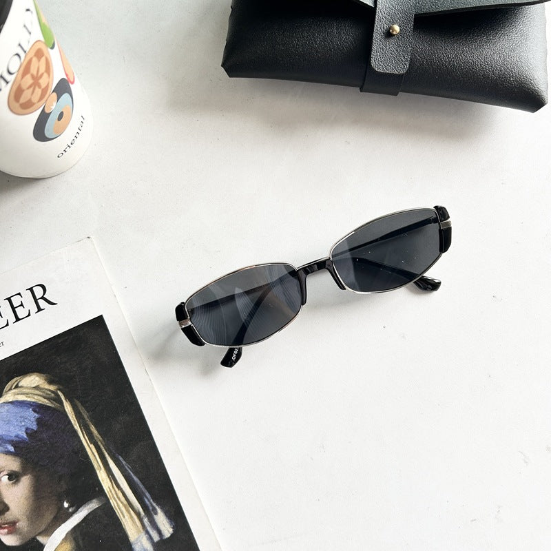 Retro Metal Oval Cats' Eye Sunglasses Female UV Sun Glasses