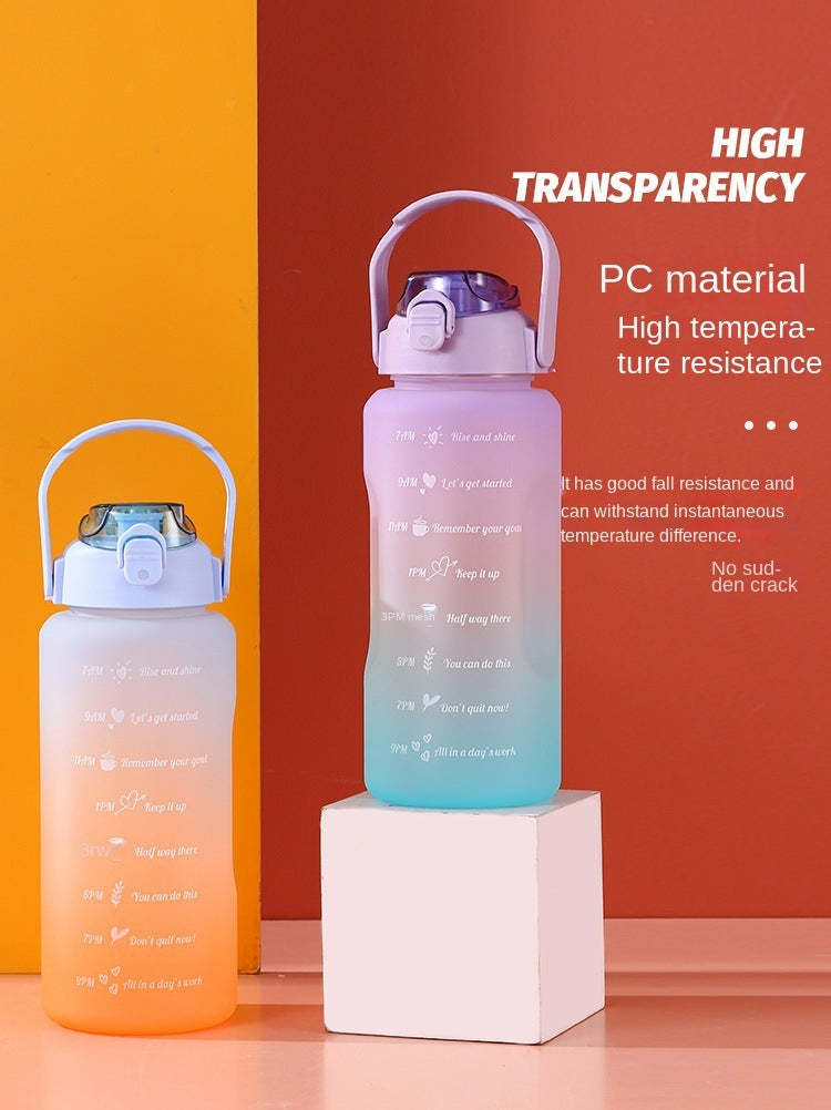 Large Capacity Cup With Straw Sports Outdoor Gradient Frosted TRITAN Cup Three-piece Set