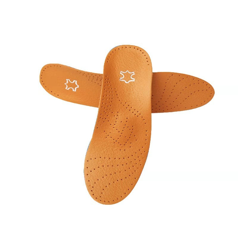 Leather foot arch correction insoles