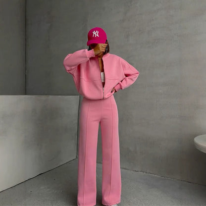 Women's European And American Leisure Cardigan Pants Two-piece Set