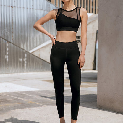 Two-piece mesh sports yoga bra set