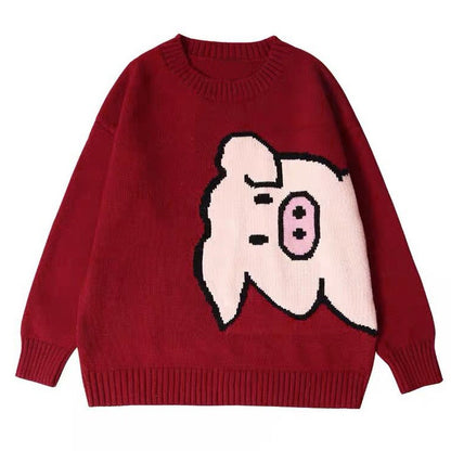 Spring New Year red pig sweater