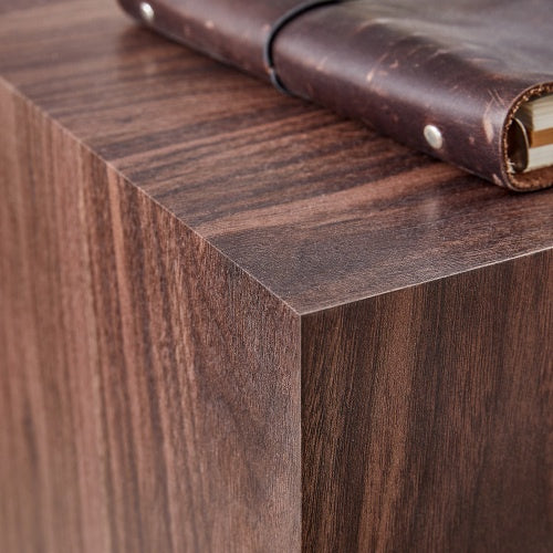 16x16x16 Inch Walnut Wood Grain MDF Coffee Table - Luxurious Design, Perfect Living Room Accent.Cube Fashion Texture Design Coffee Table, Suitable For Various Situations And Scenes