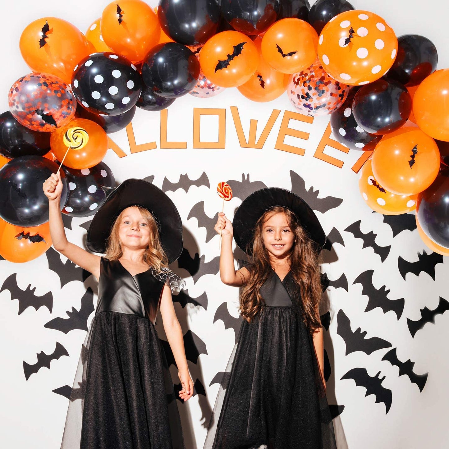 Bat Sticker Halloween Black Orange Party Decoration