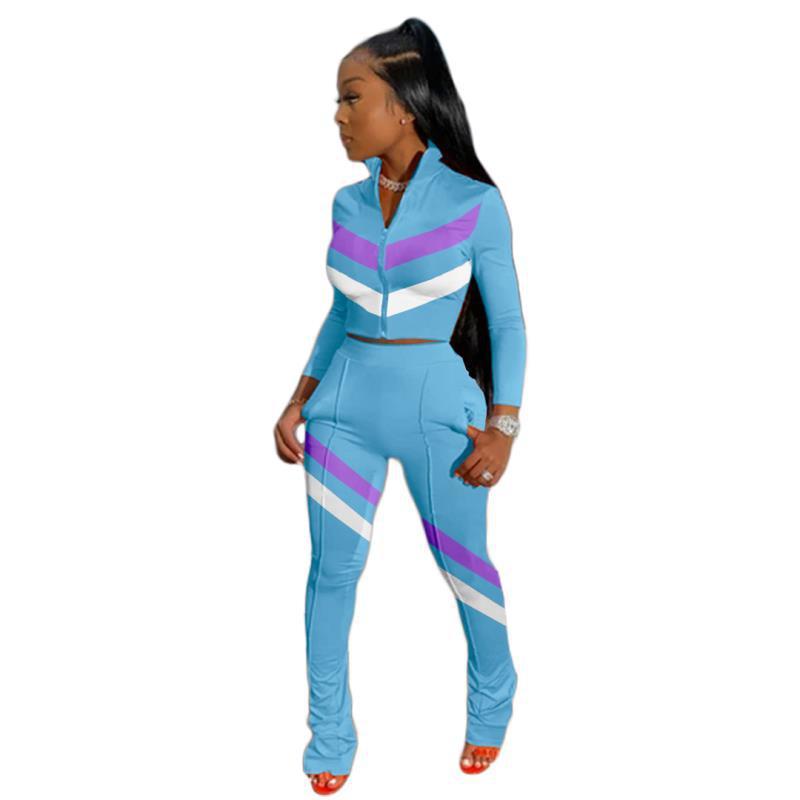 Leisure stitching sports suit two-piece suit