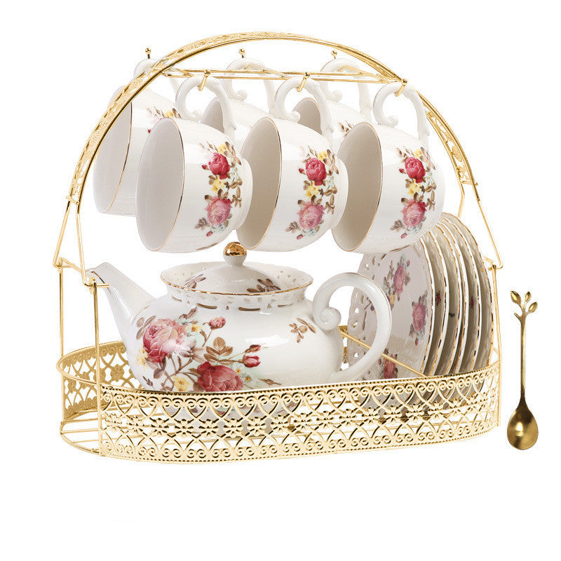 European Style Floral Coffee Cup Set Cup And Saucer Ceramic