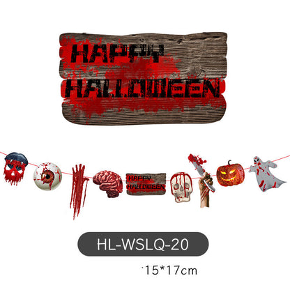 Decoration Halloween Arrangement Party Bar KTV Pull Ghost Festival Bunting Flags