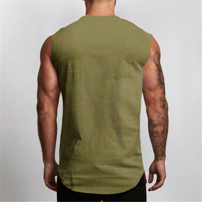 V-neck Sleeveless Solid Color T-shirt Vest Outdoor Training Running Leisure Sports
