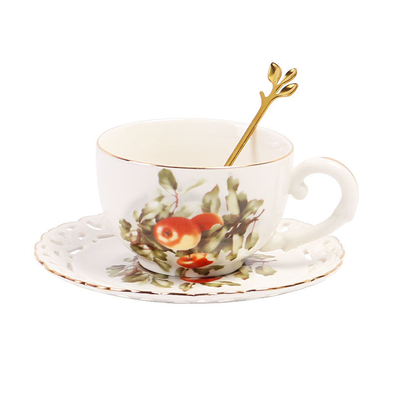 European Style Floral Coffee Cup Set Cup And Saucer Ceramic