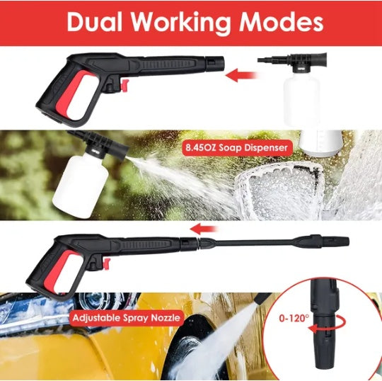 Electric High Pressure Washer 3000PSI Max 2.6GPM Powerful Car Washer Pressure Cleaner With Adjustable Spray Nozzle Soap Dispenser IPX5 Waterproof For Patio Garden Driveway