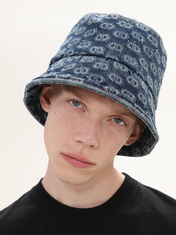 Vintage Washed Spray Horse  Presbyopia Denim Bucket Hat