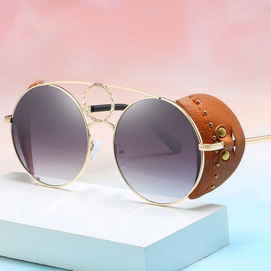 Ladies round frame sunglasses UV400 sunglasses