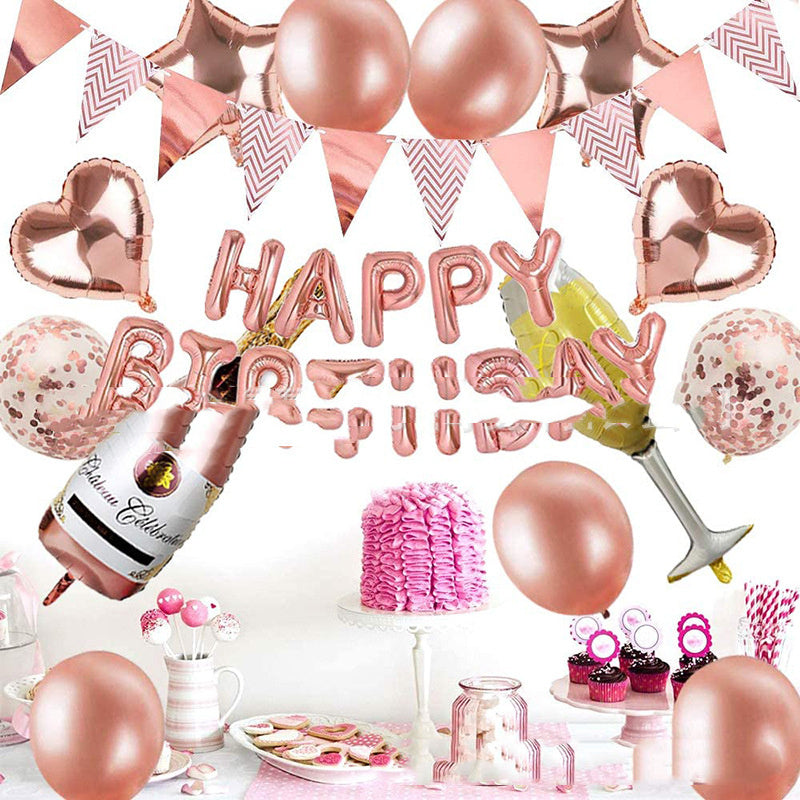 Happy New Year Foil Balloon Champagne Bottle Rose Gold