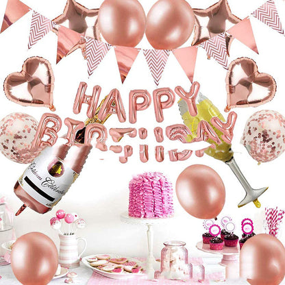 Happy New Year Foil Balloon Champagne Bottle Rose Gold