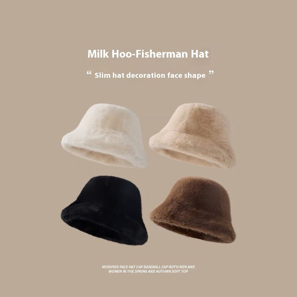 Plush Bonnet Children's Fleece-lined Bucket Bucket Hat