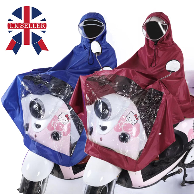 Waterproof Hooded Coat Poncho Cape Mobility Scooter Bike Rain Cover