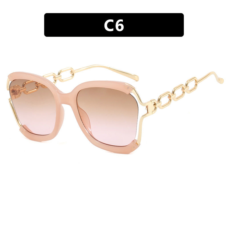 Big Square Rim Chain Sunglasses For Women Fashionable Sunglasses