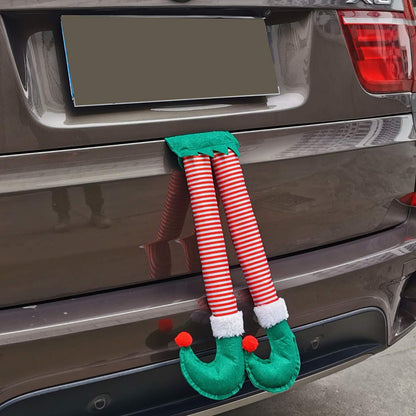 Christmas Elf Legs Decoration Car Trunk Decoration Fabric Red Stripes Big Curved Legs New Year Gift Christmas Ornaments