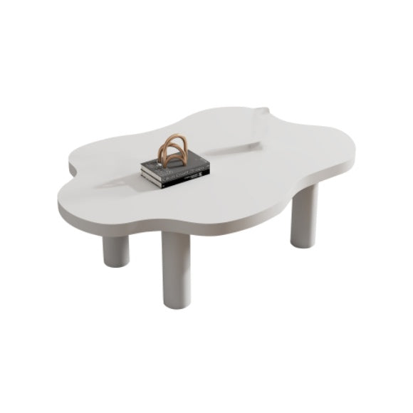 Cloud Shaped Coffee Table, Irregular White Tea Table, Round Corner End Table, Modern Coffee Table With 4 Legs, For Living Room Furnitur, Easy Assembly