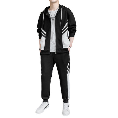 Men's Sports Sweater Suit Cardigan Hooded Sweatpants Two-piece Set High-end Running Sports Leisure
