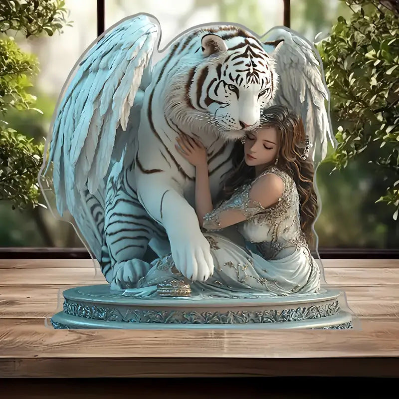 Guardian Angel Statue Acrylic Desktop Decoration With Base Decoration Office Holiday Decoration