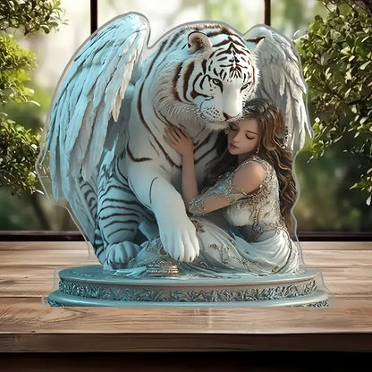 Guardian Angel Statue Acrylic Desktop Decoration With Base Decoration Office Holiday Decoration