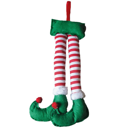 Christmas Elf Legs Decoration Car Trunk Decoration Fabric Red Stripes Big Curved Legs New Year Gift Christmas Ornaments