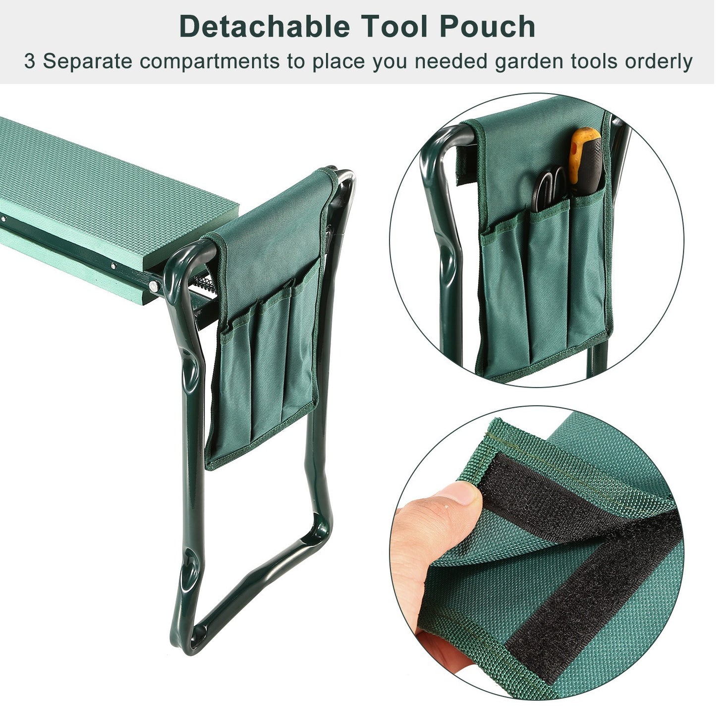 1Pc Foldable Garden Kneeler Seat With Kneeling Soft Cushion Pad Tools Pouch Portable Gardener Kneeling Bench Stool