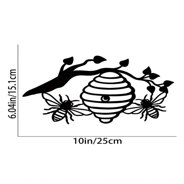 CIFbuy Sunny Yellow Honeycomb Iron Wall Art Outdoor Bee And Tree Silhouette Garden Hanging Decor For Patio Yard Backyard(TikTok, Temu Pick-up Service)