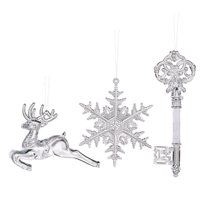 Transparent Snowflake Deer Pendant Christmas Party Decoration Christmas Tree Decor Hanging Ornaments New Year Gifts