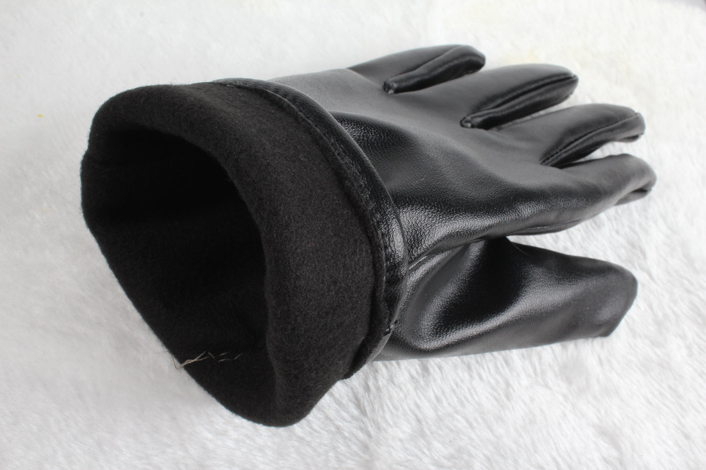 1Pair Unisex Black Leather Gloves Winter Warm Windproof High Quality Soft Gloves Outdoor Cycling Skiing Running Motorbike Gloves