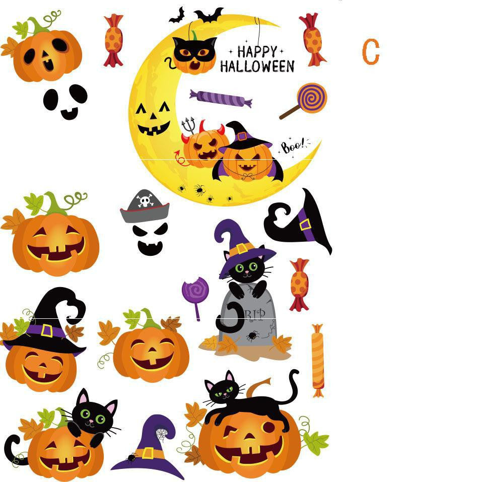 Halloween Scene Decoration Window Glass Door Stickers
