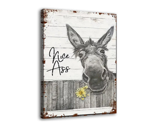Donkey Bath Hanging Painting Spray-painted Vintage Canvas