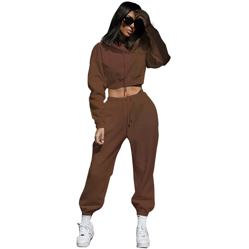 Hooded Long Sleeve Women's Sports And Leisure Two-piece Set