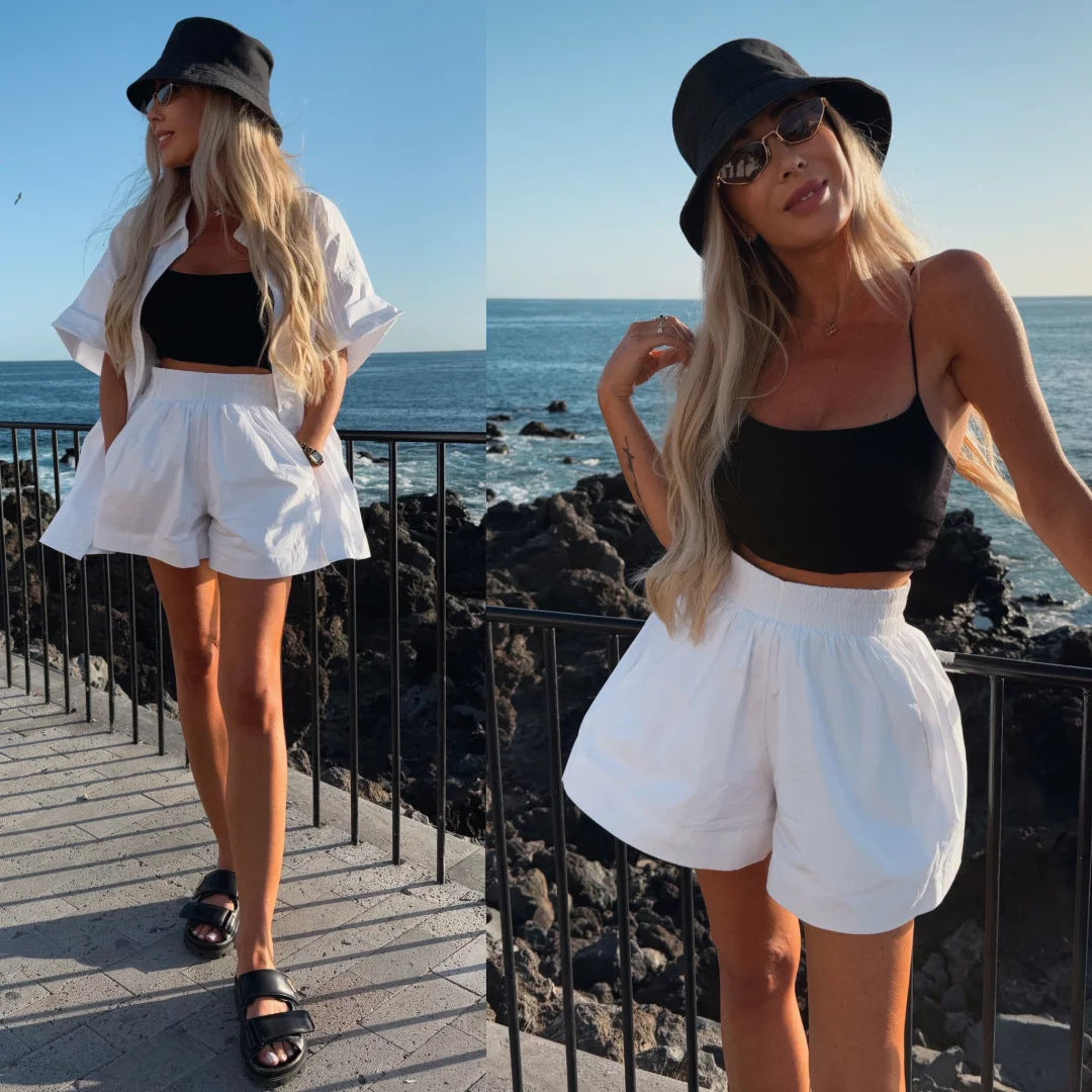 Shirt Elastic Sports Shorts Two-piece Set