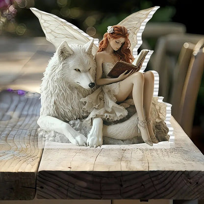 Guardian Angel Statue Acrylic Desktop Decoration With Base Decoration Office Holiday Decoration