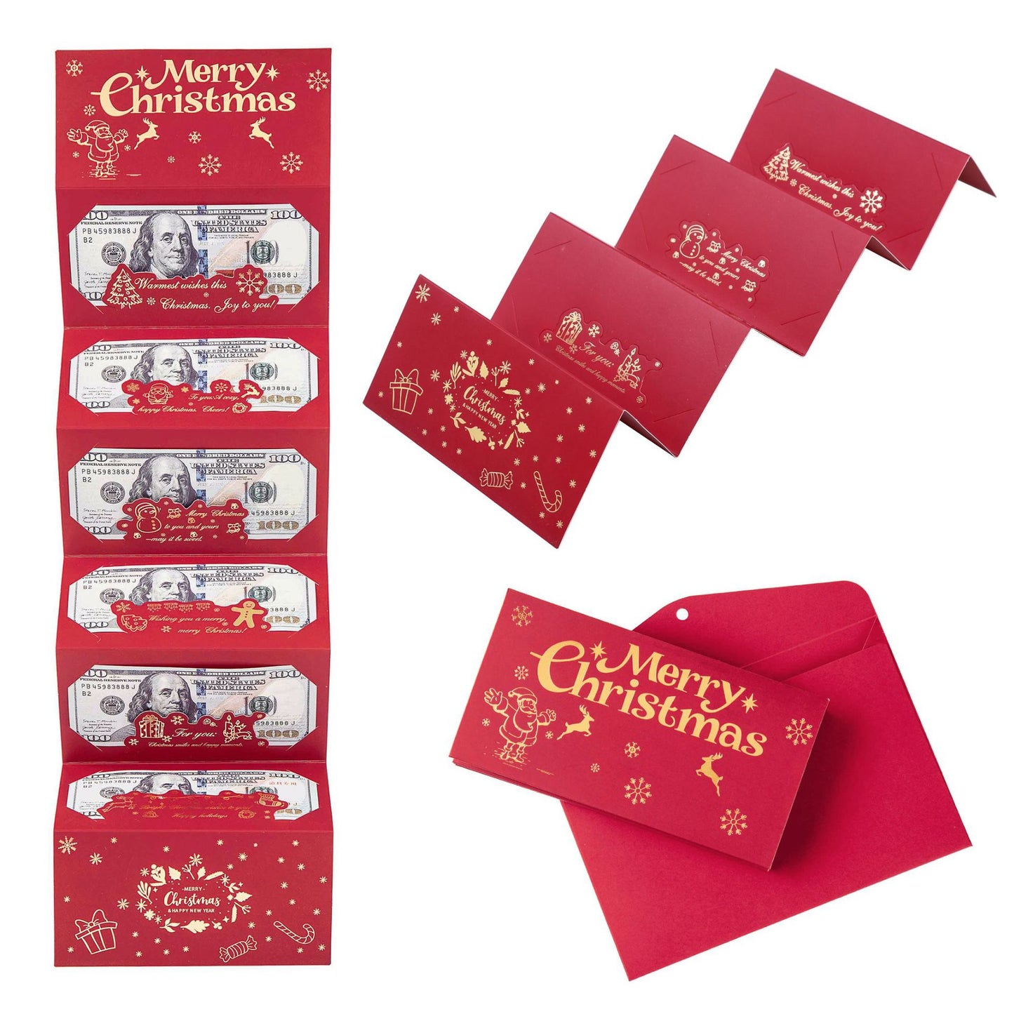 New 6-card Red Envelope Christmas Gilding Folding Red Envelope