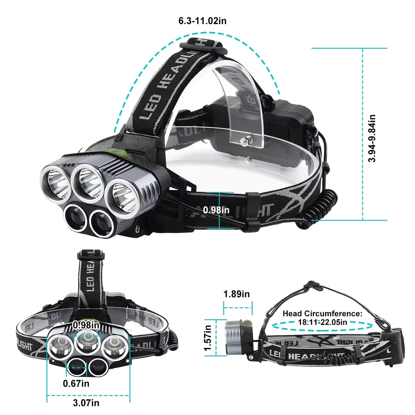 Rechargeable Headlamp 20000 Lumen LED Headlight 6 Modes Headlamp Flashlight For Camping Cycling Hiking Hunting Emergency