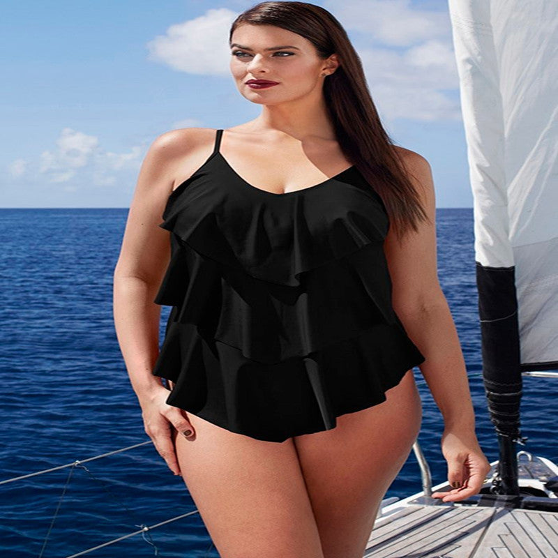 new suit Color Explosion size Siamese swimsuit Sexy Swimwear bikinis backless cover large belly