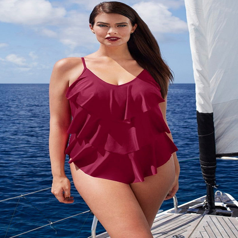 new suit Color Explosion size Siamese swimsuit Sexy Swimwear bikinis backless cover large belly