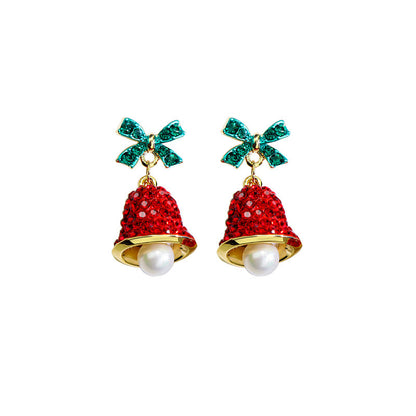 New Christmas and New Year Gift Bow Wind Chime Earrings