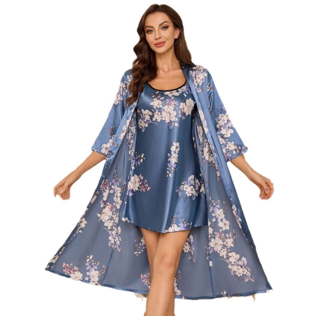 Robe And Nightgown Two-Piece Set Lightweight Style