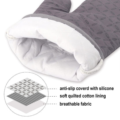Kitchen Anti-slip Heat Insulation Silicone Thickened Gloves Microwave Oven High Temperature Resistant Baking