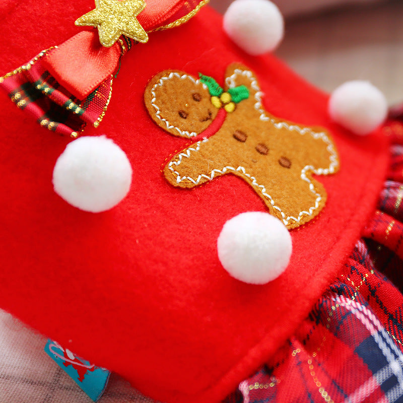 Fashionable New Year Christmas Red Plaid Dog Clothes