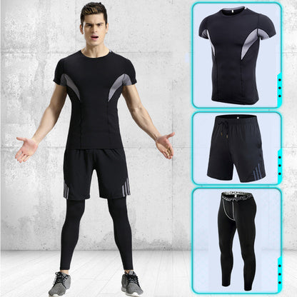 Sports suits men's stretch quick-drying short sleeves
