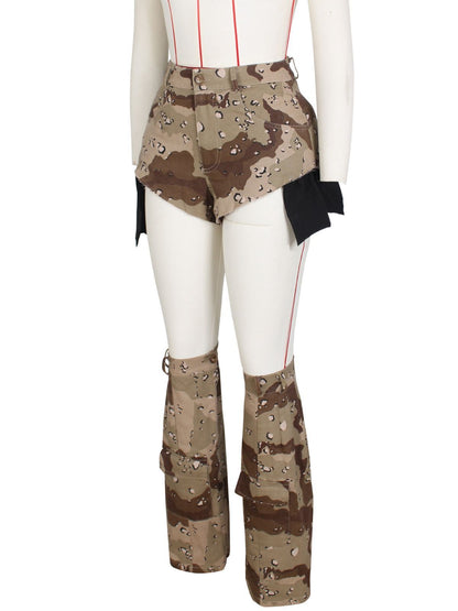 Women's Camouflage Hot Pants Three-piece Set