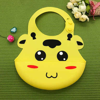 Baby food grade silicone food meal pockets Children's dinner pockets Waterproof disposable cartoon bibs Adjustable bibs