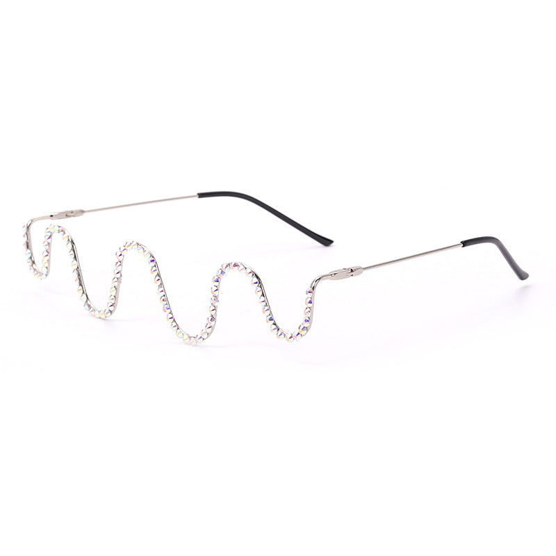 Handmade diamond half-rim glasses