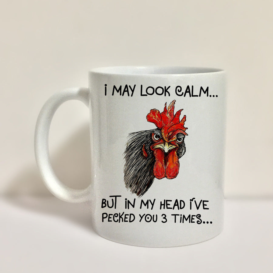 Chicken head ceramic coffee cup