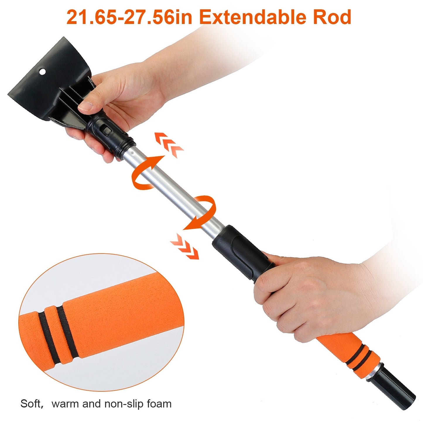 3 Color Options -- 1Pc 3 In 1 Windshield Ice Scraper Extendable Car Snow Removal Tool Telescoping Car Broom Snow Shovel Automobile Frost Removal